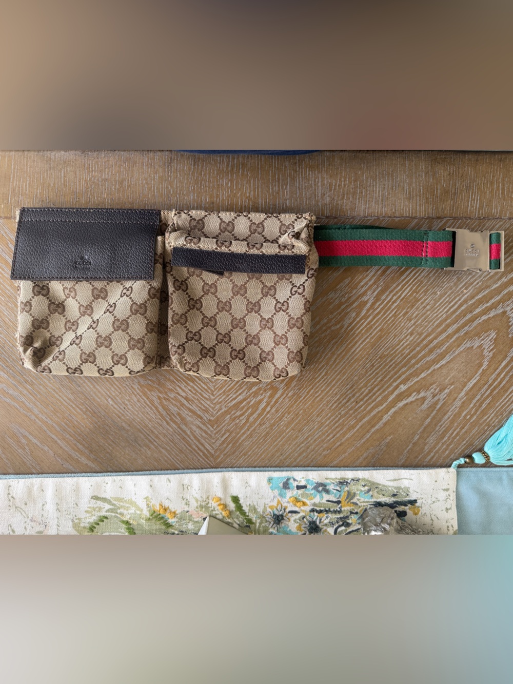 Gucci Beige and Brown GG Canvas Shoulder/waist Bag with Dark Brown Leather Flap - Picture 7 of 11